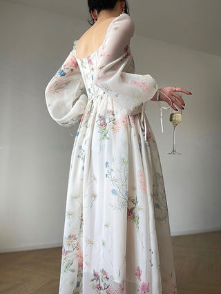 French Elegant Floral Midi dress ALODIA STORE
