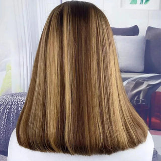 Highlight Straight Bob Wig 13X6X1 Lace Front Wigs For Women Ombre Blond Color Wigs Brazilian Remy Hair Short Bob Human Hair Wigs ALODIA STORE
