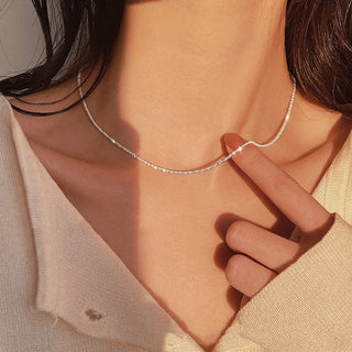 2022 Popular Silver Colour Sparkling Clavicle Chain Choker Necklace Collar For Women Fine Jewelry Wedding Party Birthday Gift ALODIA STORE