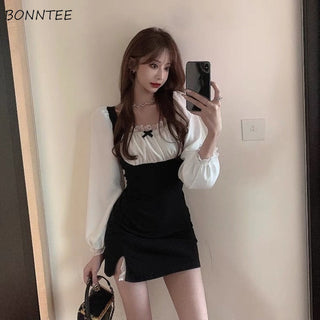 Women Spring Sexy Puff Sleeve Slim Mini Fashion Korean Style Dress ALODIA STORE