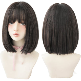 7JHH WIGS Short Bob Straight Ombre Blonde Wigs With Bang For Girl Black Female Synthetic Shoulder Length Crochet Hair Ginger Wig ALODIA STORE