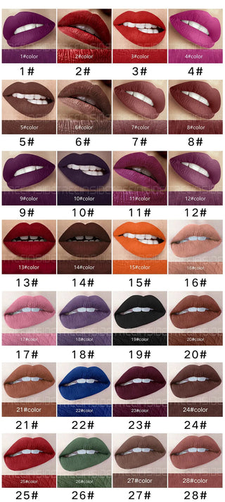 28 color matte liquid lipstick waterproof long lasting lip plumper makeup lipstick velvet gloss lip gloss cosmetics ALODIA STORE