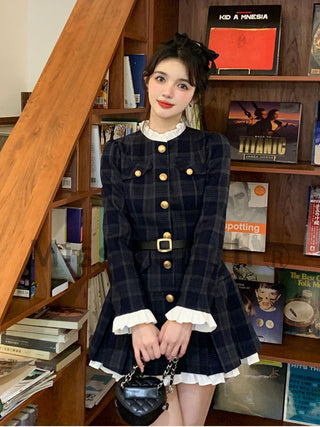 Korean Elegant Party Mini Dress Female Long Sleeve ALODIA STORE