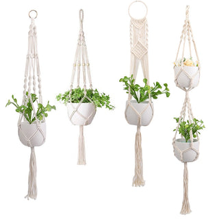 Macrame Handmade Plant Hanger Baskets Flower Pots Holder Balcony Hanging Decoration Knotted Lifting Rope Home Garden Supplies ALODIA STORE
