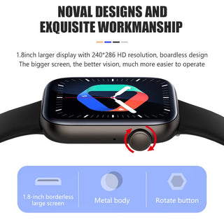 For Xiaomi Huawei Samsung 1.81 inch Bluetooth Call Smartwatch Men Support 120 Sport  2022 New Women Rotary keys Smart Watch +Box ALODIA STORE
