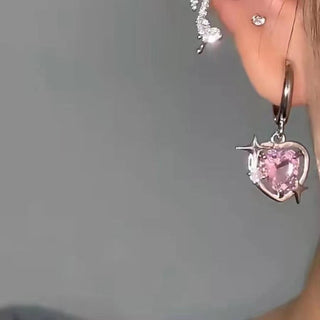 Y2K Accessories Fashion Peach Heart Water Drop Pendant Necklace Pink Crystal Egirl Sweet Cool Clavicle Chain Aesthetic Jewelry ALODIA STORE
