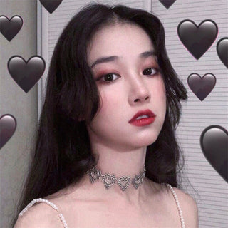 Kpop Vintage Harajuku Goth Metal Heart Neck Chains Choker Grunge Necklaces For Women Egirl Cosplay Aesthetic Accessories Jewelry ALODIA STORE