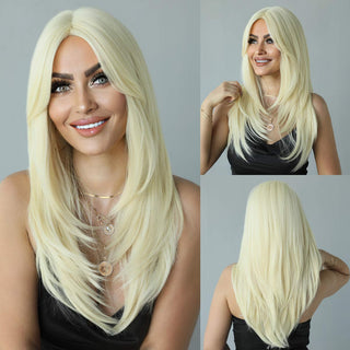 7JHH WIGS Long Wavy Wig for Woemn Natural Curly Hair Wig Synthetic Hair for Women Daily Cosplay Heat Resistant Fiber Wigs Blonde ALODIA STORE