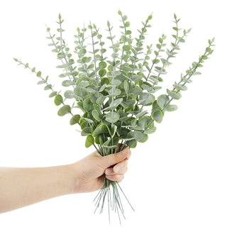 6/12/18pcs Artificial Eucalyptus Leaves Fake Plant Green Branch For Christmas Wedding Party Home Garden Decoration Wreath Flower ALODIA STORE