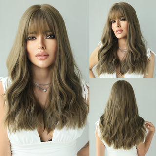 7JHH WIGS Long Wavy Wig for Woemn Natural Curly Hair Wig Synthetic Hair for Women Daily Cosplay Heat Resistant Fiber Wigs Blonde ALODIA STORE