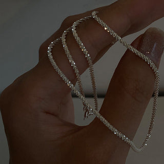 2022 Popular Silver Colour Sparkling Clavicle Chain Choker Necklace Collar For Women Fine Jewelry Wedding Party Birthday Gift ALODIA STORE