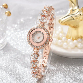 6PCS Set Luxury Watch Women Ring Necklace Earrings Rhinestone Fashion Wristwatch Female Casual Ladies Watches Bracelet Set Clock ALODIA STORE