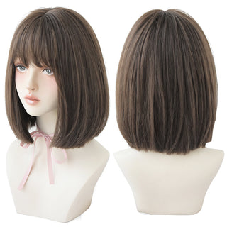 7JHH WIGS Short Bob Straight Ombre Blonde Wigs With Bang For Girl Black Female Synthetic Shoulder Length Crochet Hair Ginger Wig ALODIA STORE