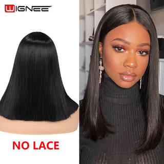 Wignee Straight Short Hair Synthetic Wigs For Women Heat Resistant Ombre Daily Soft Hair Glueless Daily Fiber Wigs Red Hair ALODIA STORE