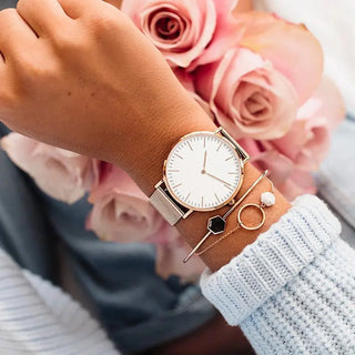 Luxury Rose Gold Watch Women Bracelet Watches Top Brand Ladies Casual Quartz Watch Steel Women's Wristwatch Montre Femme Relogio ALODIA STORE