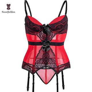 Body de talla grande de encaje para mujer, corsé sin espalda con tirantes y lazo, 944 ALODIA STORE
