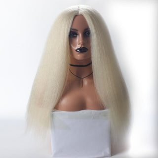 Long Kinky Straight Synthetic Wigs for Black Women Black Brown Blonde Ginger Red White Hair Afro Wigs Synthetic STW Hair Wigs ALODIA STORE