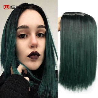 Wignee Straight Short Hair Synthetic Wigs For Women Heat Resistant Ombre Daily Soft Hair Glueless Daily Fiber Wigs Red Hair ALODIA STORE