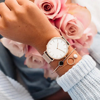 Luxury Rose Gold Watch Women Bracelet Watches Top Brand Ladies Casual Quartz Watch Steel Women's Wristwatch Montre Femme Relogio ALODIA STORE