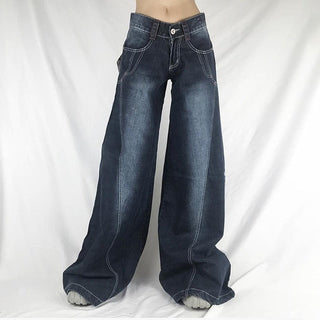 Button Low Waist Women's Denim Pants ALODIA STORE