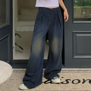 Button Low Waist Women's Denim Pants ALODIA STORE