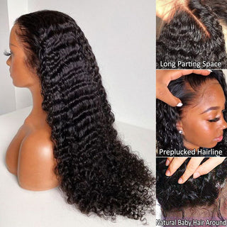 Deep Wave Closure Wig Human Hair Wigs Lace Frontal 13x6 Lace Front Wig PrePlucked Bleached Knots Wigs 13x4 Deep Wave Frontal Wig ALODIA STORE